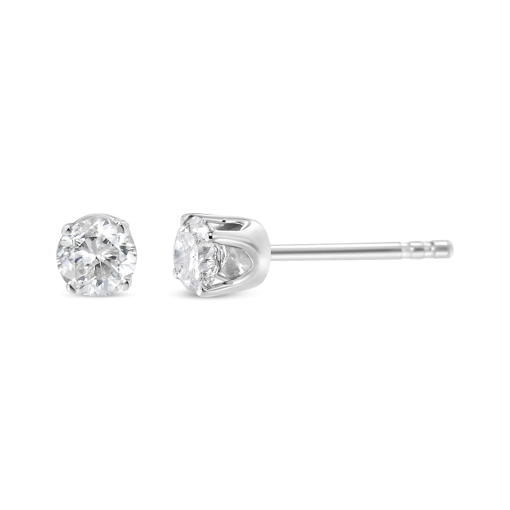 14K White Gold 5/8 Cttw Round Brilliant-Cut Lab Grown Diamond Classic 4-Prong Push back Stud Earrings (F-G Color, VS1-VS2 Clarity) | Fashionsarah.com