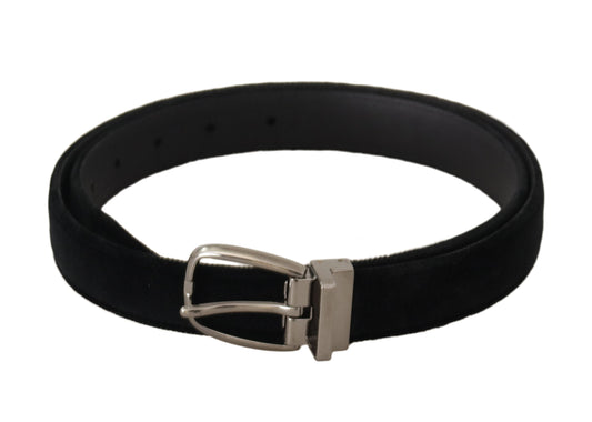 Fashionsarah.com Fashionsarah.com Dolce & Gabbana Elegant Black Velvet Engraved Buckle Belt