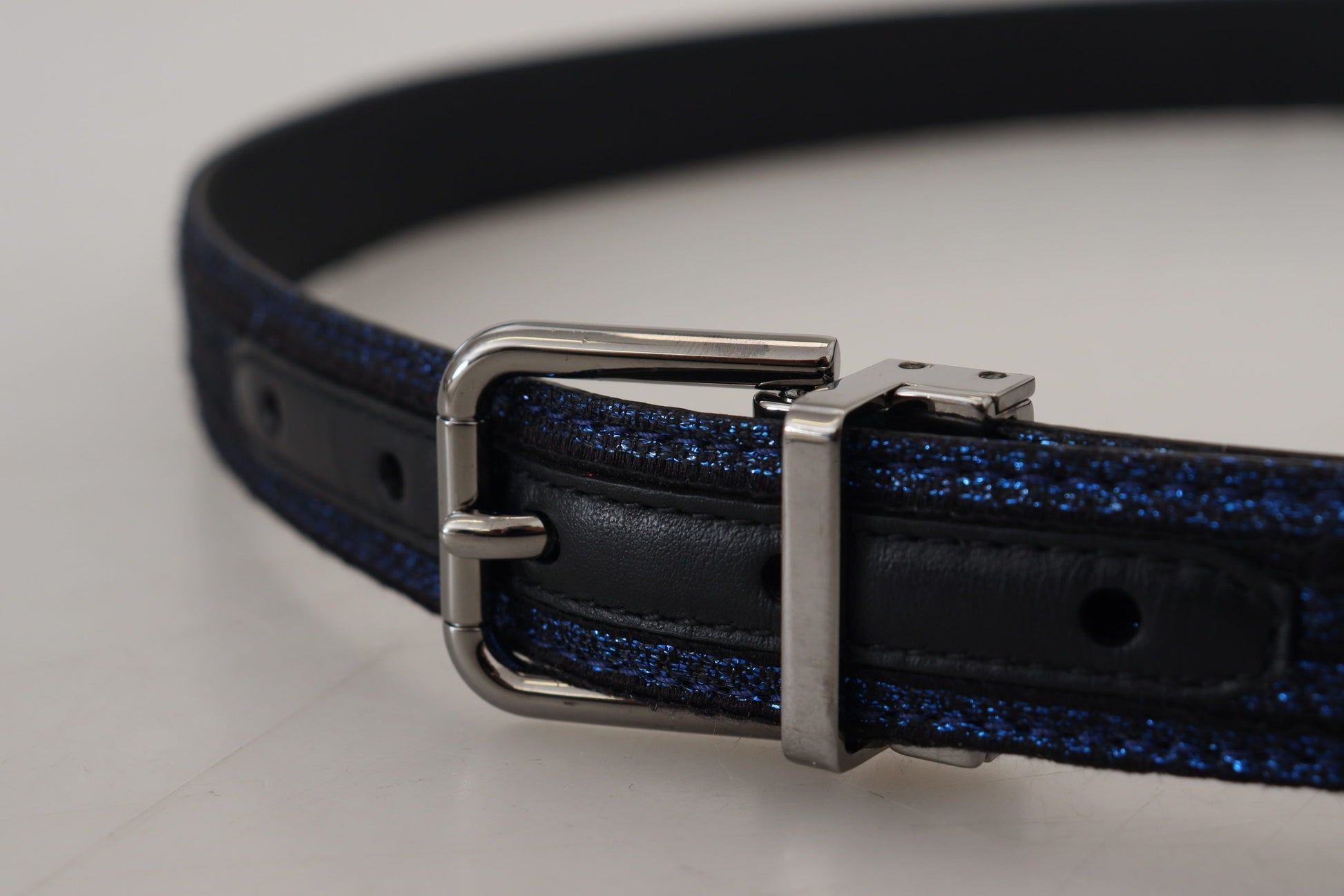Fashionsarah.com Fashionsarah.com Dolce & Gabbana Elegant Blue Jacquard Leather Belt