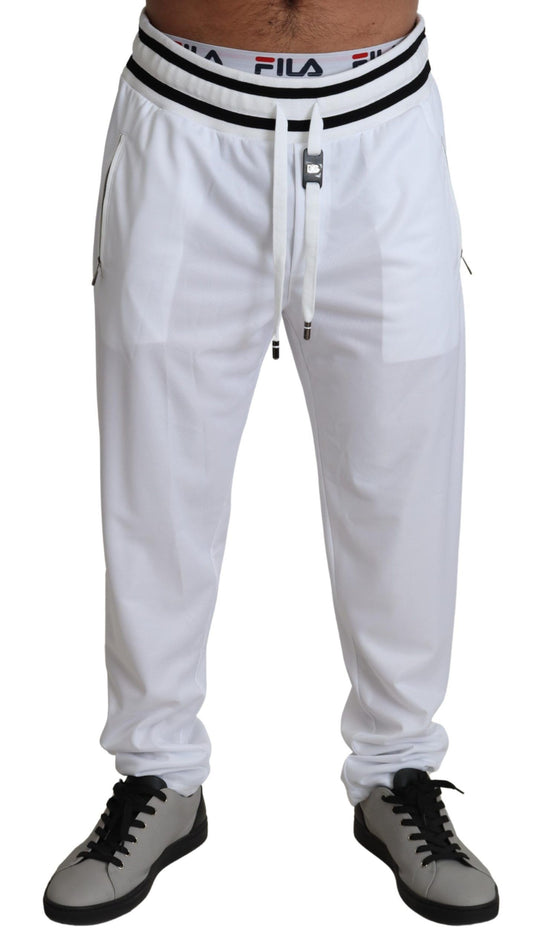 Fashionsarah.com Fashionsarah.com Dolce & Gabbana Elegant White Jogging Pants with Logo Patch