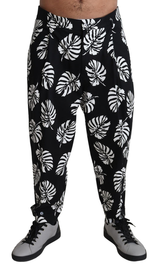 Fashionsarah.com Fashionsarah.com Dolce & Gabbana Elegant Palm Leaf Print Cotton Trousers