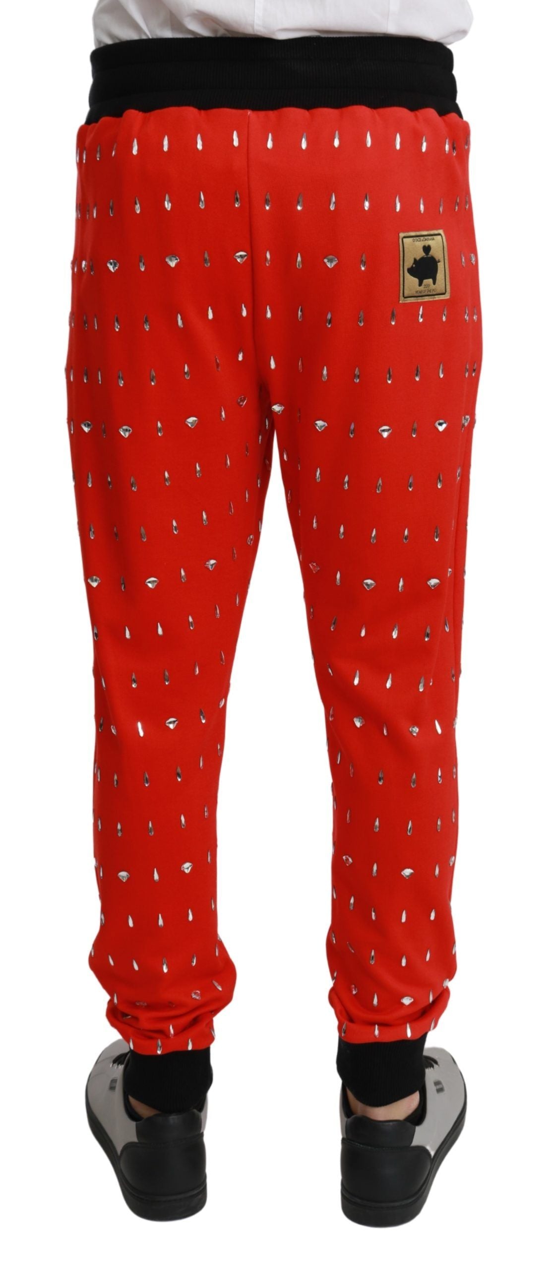 Fashionsarah.com Fashionsarah.com Dolce & Gabbana Chic Red Piggy Bank Print Sweatpants