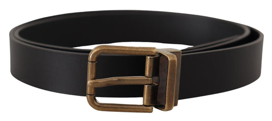 Fashionsarah.com Fashionsarah.com Dolce & Gabbana Elegant Black Leather Belt with Vintage Buckle