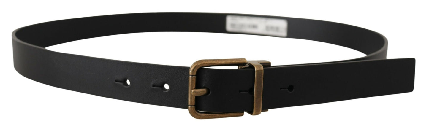 Fashionsarah.com Fashionsarah.com Dolce & Gabbana Elegant Black Leather Belt with Vintage Buckle