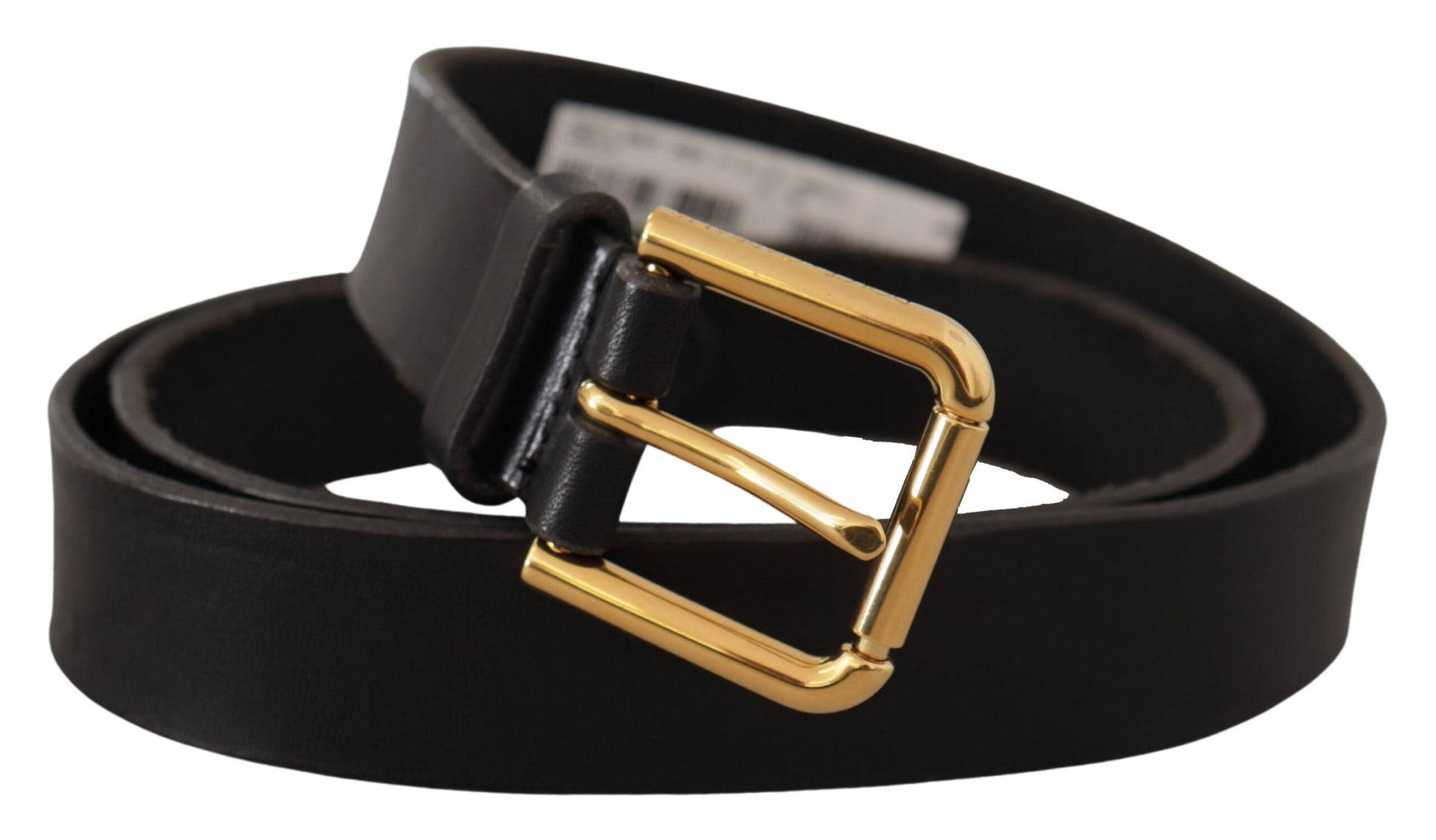 Fashionsarah.com Fashionsarah.com Dolce & Gabbana Sleek Black Leather Belt with Metal Buckle