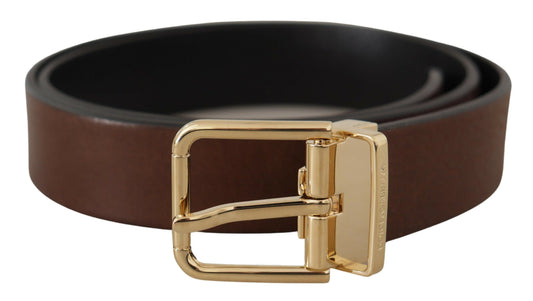 Fashionsarah.com Fashionsarah.com Dolce & Gabbana Elegant Brown Leather Belt with Metal Buckle