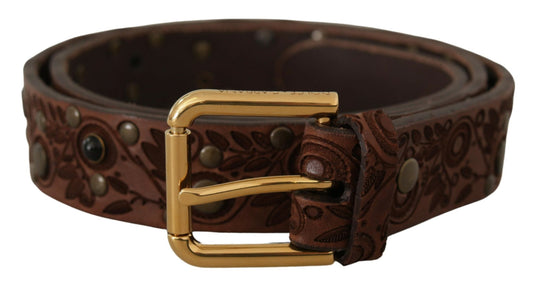 Fashionsarah.com Fashionsarah.com Dolce & Gabbana Elegant Leather Belt with Engraved Buckle