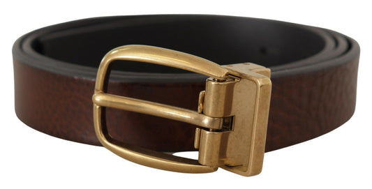 Fashionsarah.com Fashionsarah.com Dolce & Gabbana Elegant Brown Leather Belt with Logo Buckle