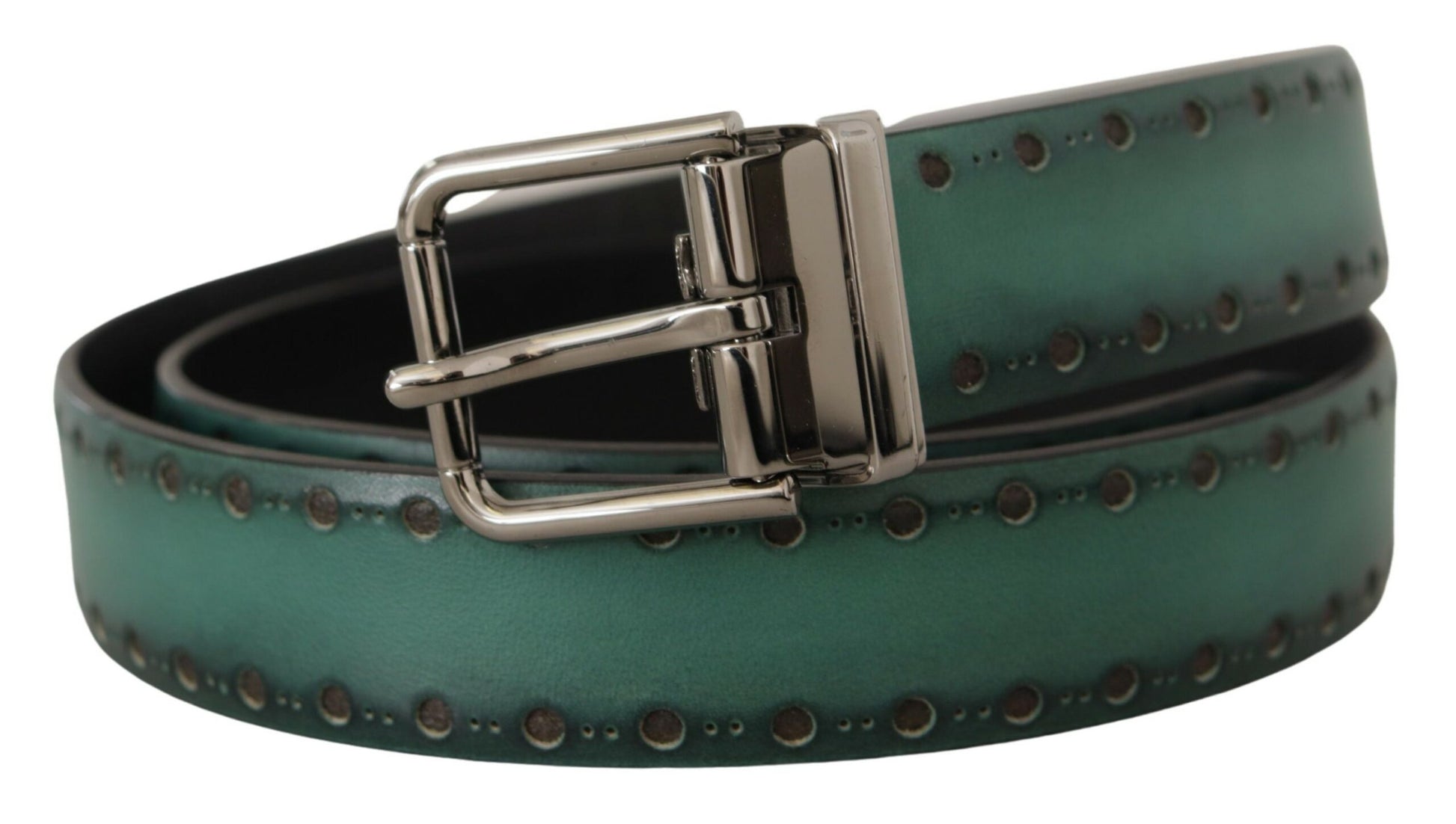Fashionsarah.com Fashionsarah.com Dolce & Gabbana Elegant Leather Belt with Silver Tone Buckle