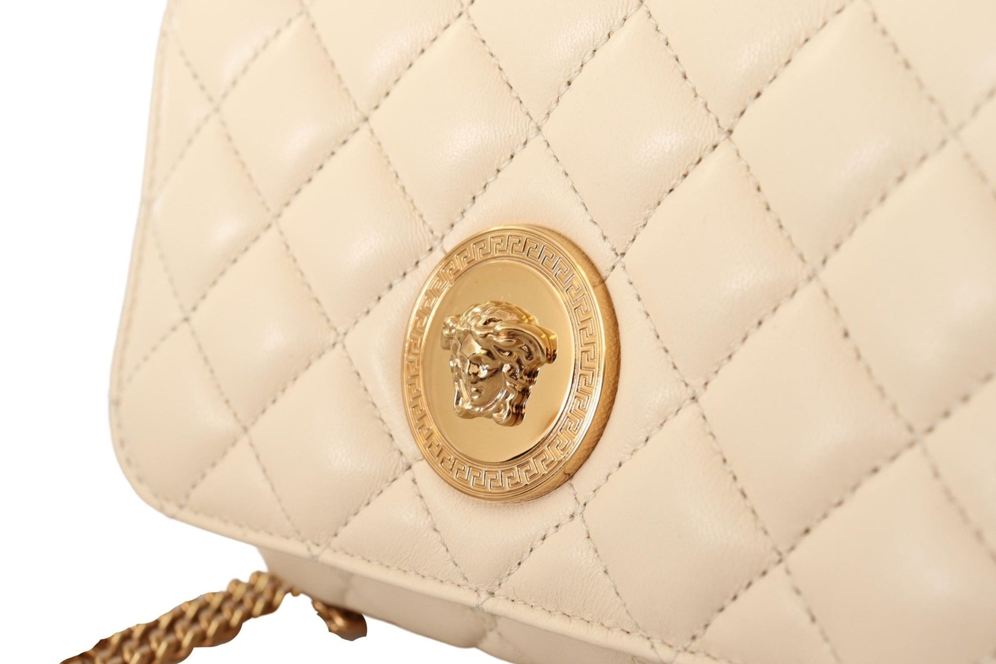 Fashionsarah.com Fashionsarah.com Versace White Nappa Leather Medusa Small Crossbody Bag