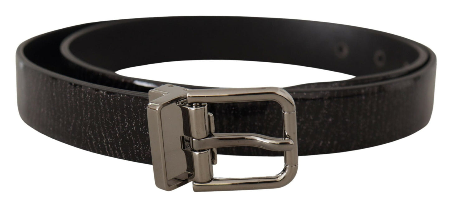 Fashionsarah.com Fashionsarah.com Dolce & Gabbana Elegant Black Leather Belt with Silver Buckle