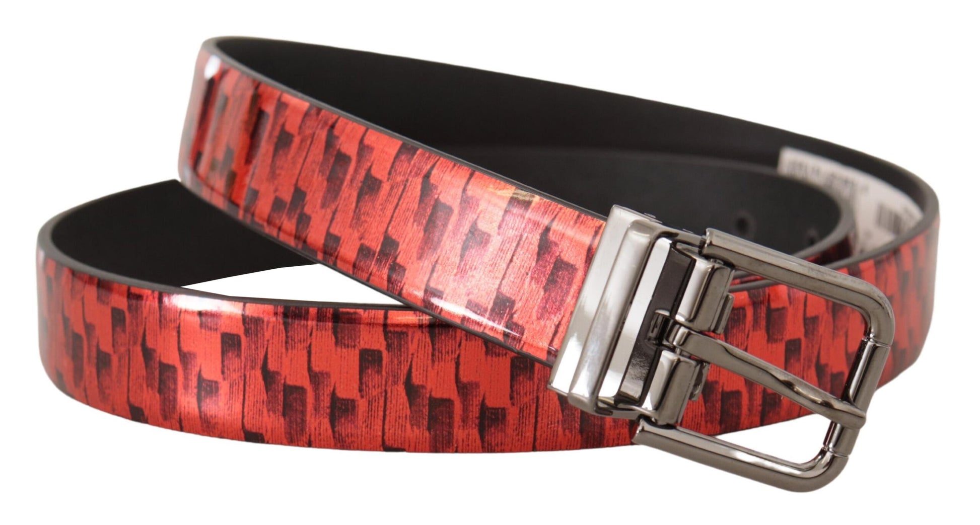 Dolce & Gabbana Elegant Red Leather Belt with Silver Buckle | Fashionsarah.com