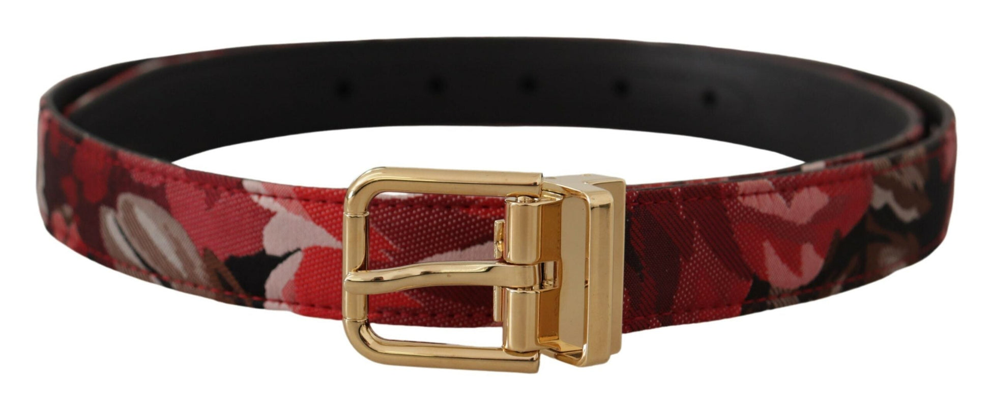 Dolce & Gabbana Red Multicolor Leather Belt with Gold-Tone Buckle | Fashionsarah.com
