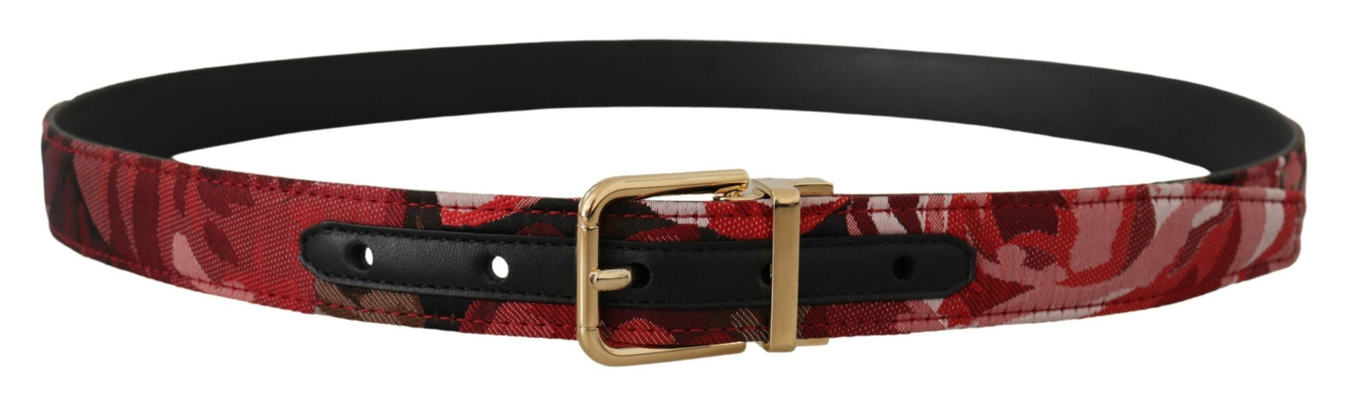 Dolce & Gabbana Red Multicolor Leather Belt with Gold-Tone Buckle | Fashionsarah.com