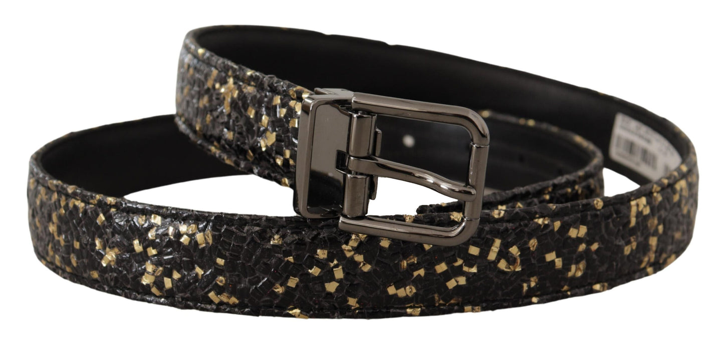 Fashionsarah.com Fashionsarah.com Dolce & Gabbana Elegant Italian Leather Belt with Crown Detail