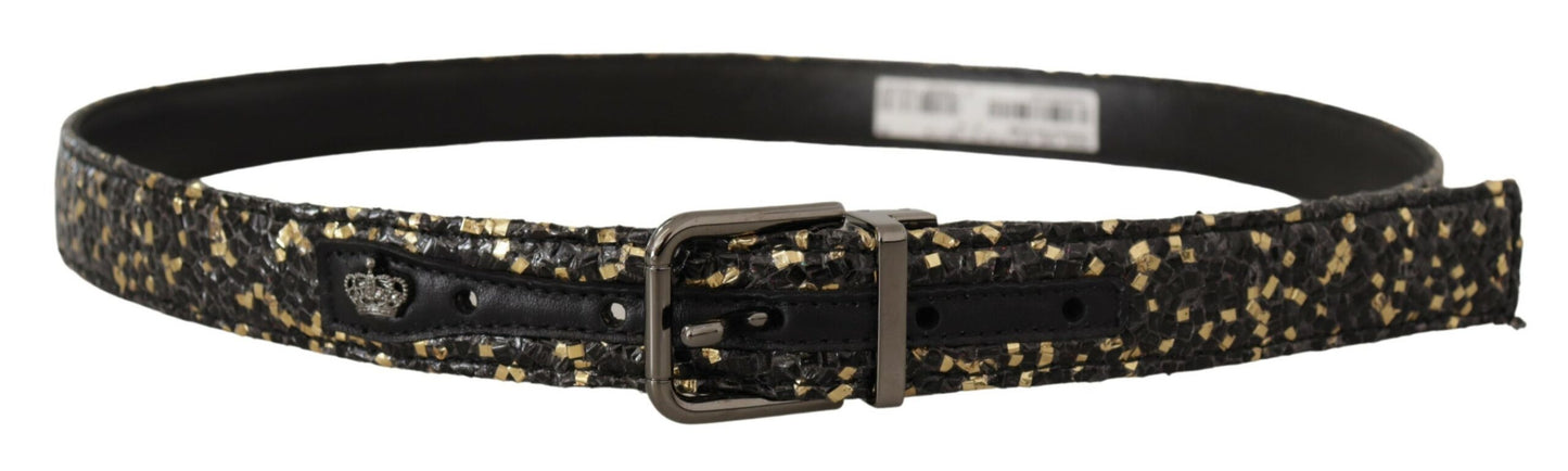 Fashionsarah.com Fashionsarah.com Dolce & Gabbana Elegant Italian Leather Belt with Crown Detail