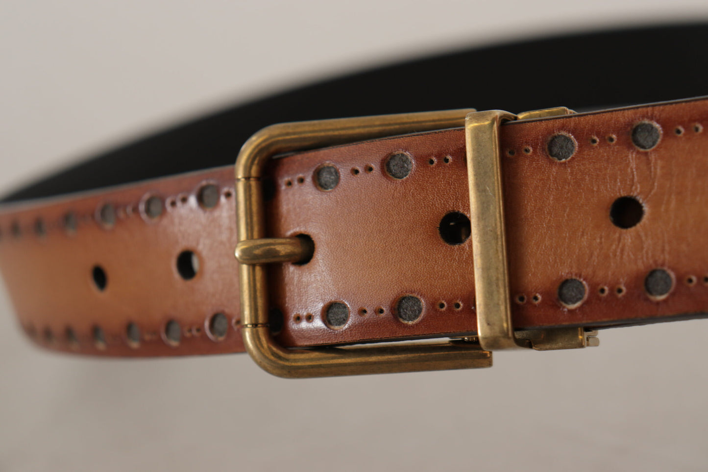 Fashionsarah.com Fashionsarah.com Dolce & Gabbana Elegant Brown Leather Belt with Brass Buckle