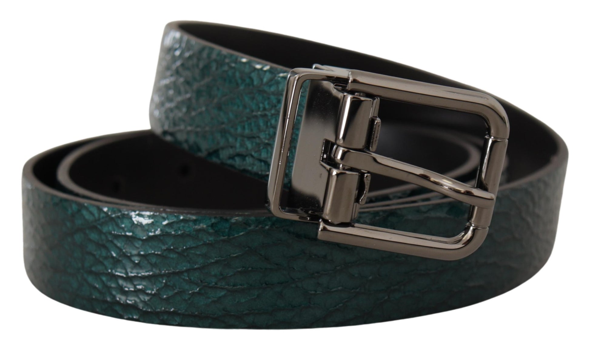 Fashionsarah.com Fashionsarah.com Dolce & Gabbana Elegant Green Leather Belt with Silver Buckle