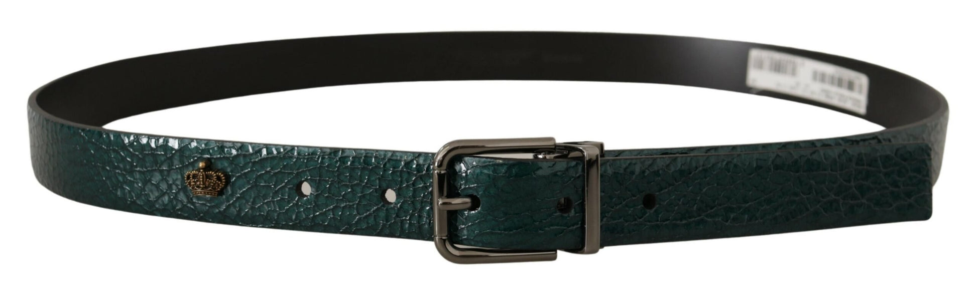 Dolce & Gabbana Elegant Green Leather Belt with Silver Buckle | Fashionsarah.com