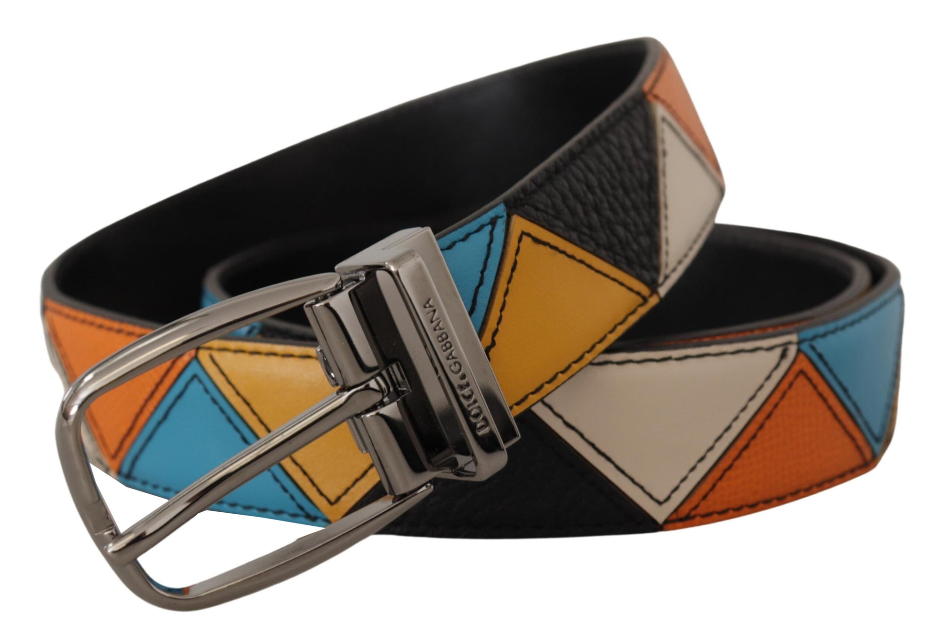 Dolce & Gabbana Elegant Multicolor Leather Belt with Silver Buckle | Fashionsarah.com