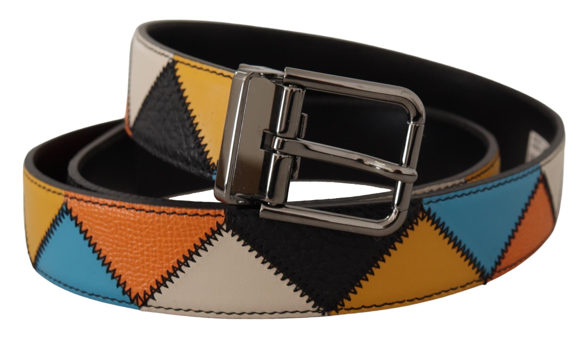 Dolce & Gabbana Multicolor Leather Belt with Silver Buckle | Fashionsarah.com