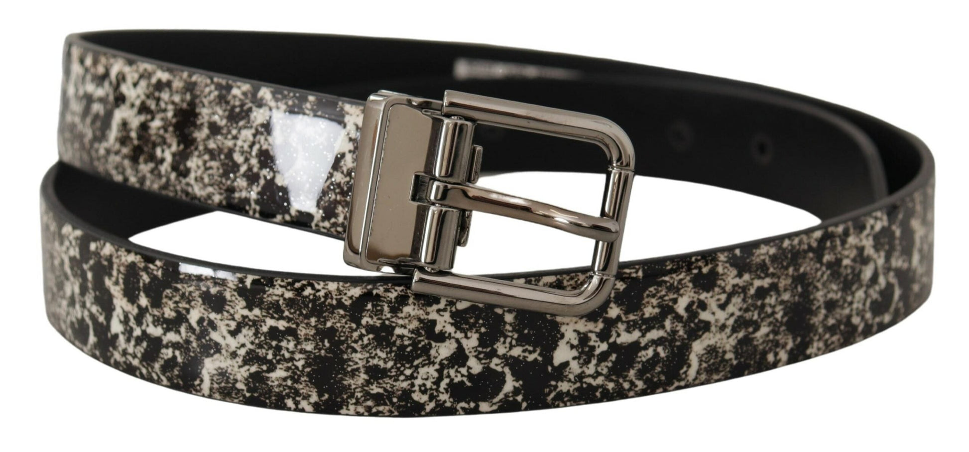 Dolce & Gabbana Elegant Black Marble Print Leather Belt | Fashionsarah.com
