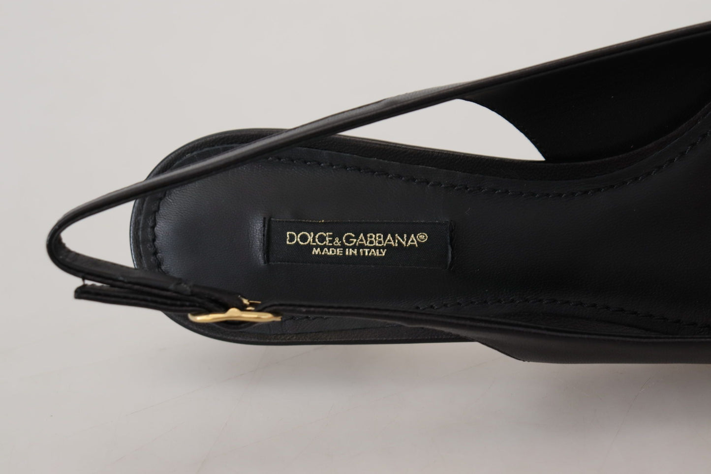 Dolce & Gabbana Black Leather Slingbacks Heels Pumps Shoes | Fashionsarah.com