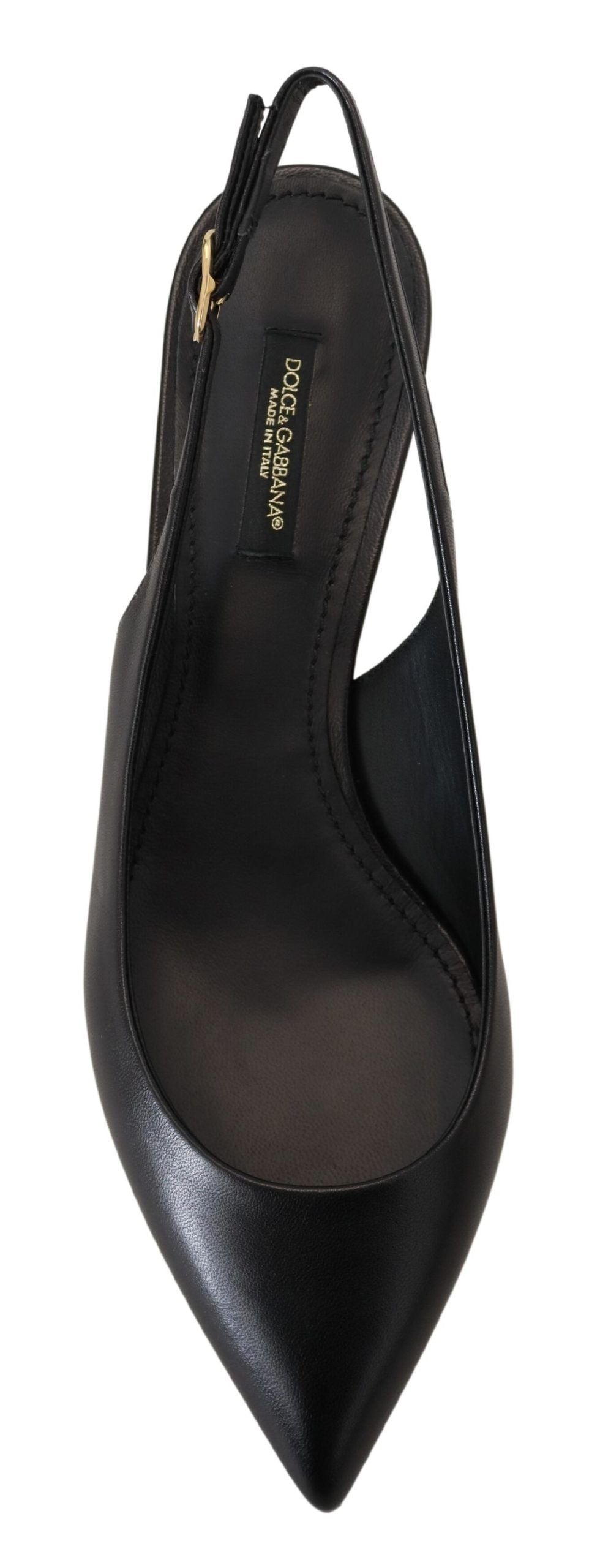 Fashionsarah.com Fashionsarah.com Dolce & Gabbana Black Leather Slingbacks Heels Pumps Shoes