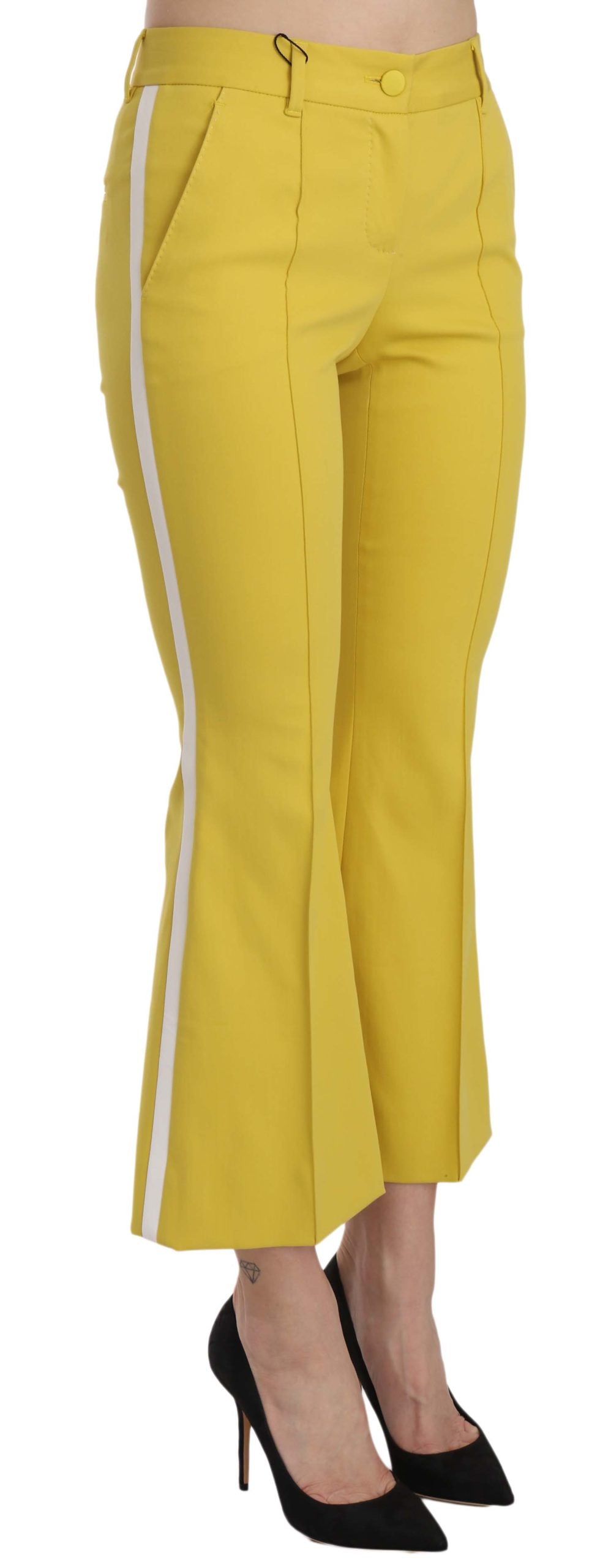 Fashionsarah.com Fashionsarah.com Dolce & Gabbana Chic Yellow Flare Pants for Elegant Evenings