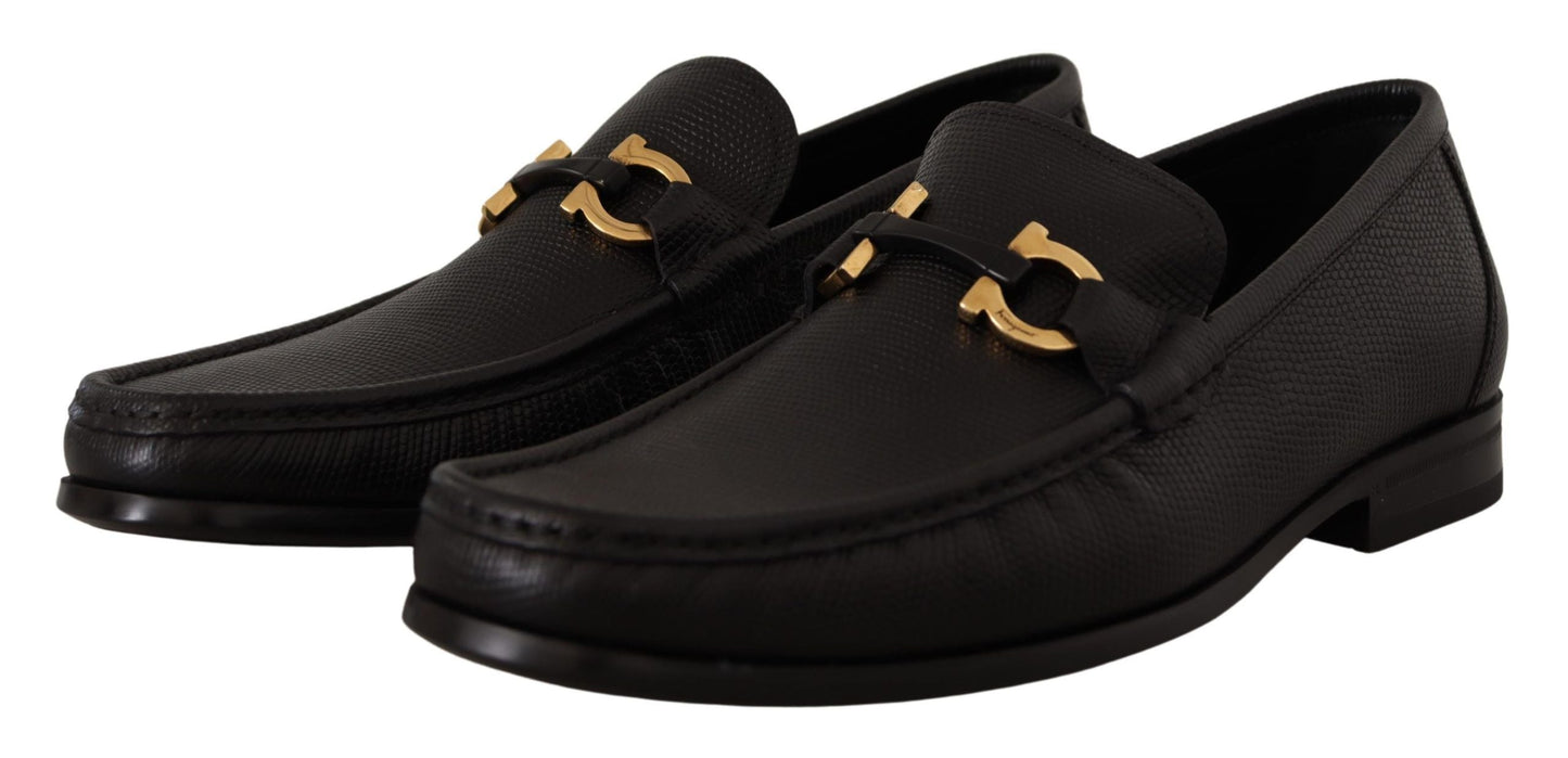 Fashionsarah.com Fashionsarah.com Salvatore Ferragamo Elegant Black Calf Leather Loafers