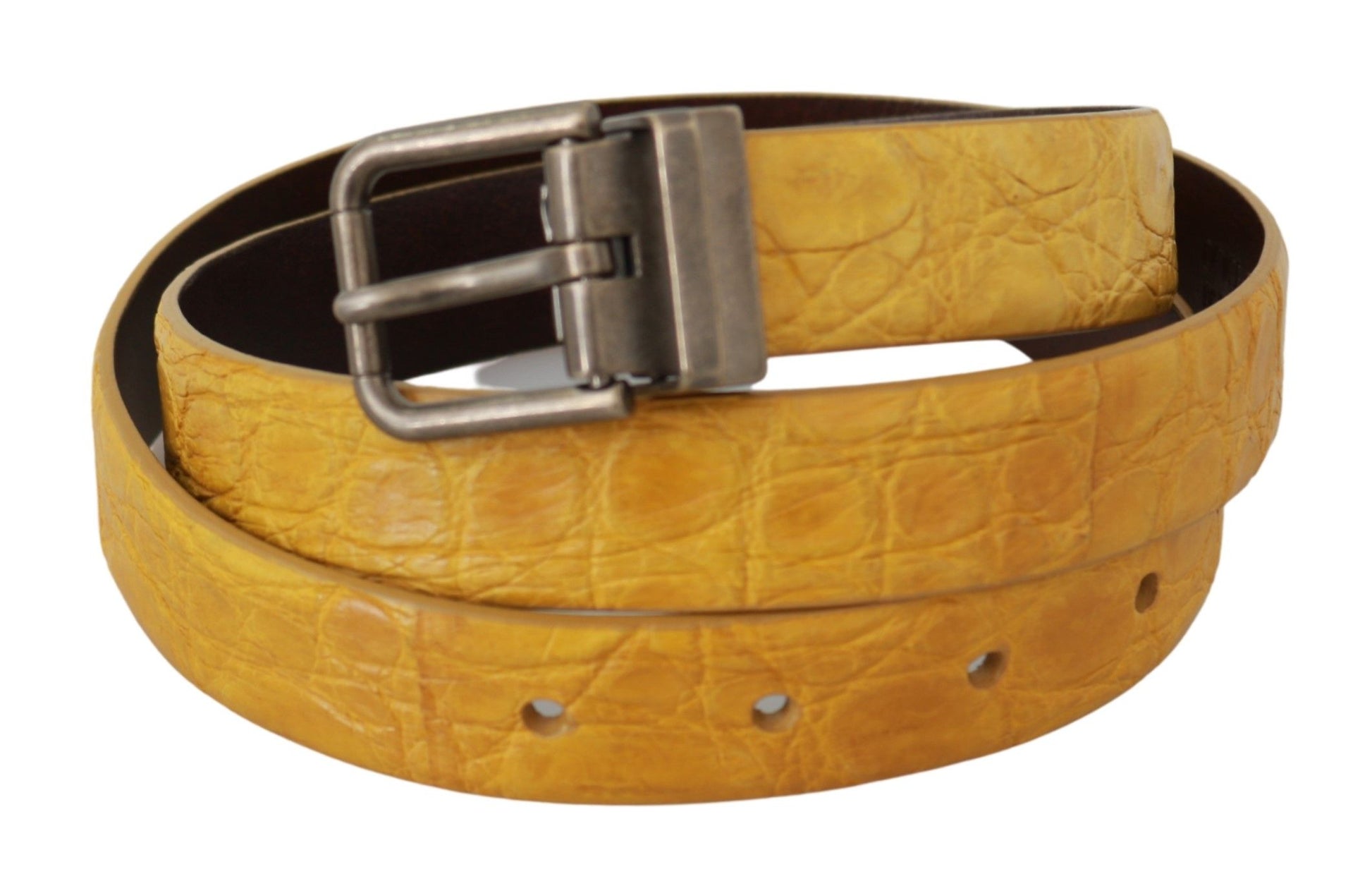 Fashionsarah.com Fashionsarah.com Dolce & Gabbana Exotic Yellow Animal Pattern Leather Belt