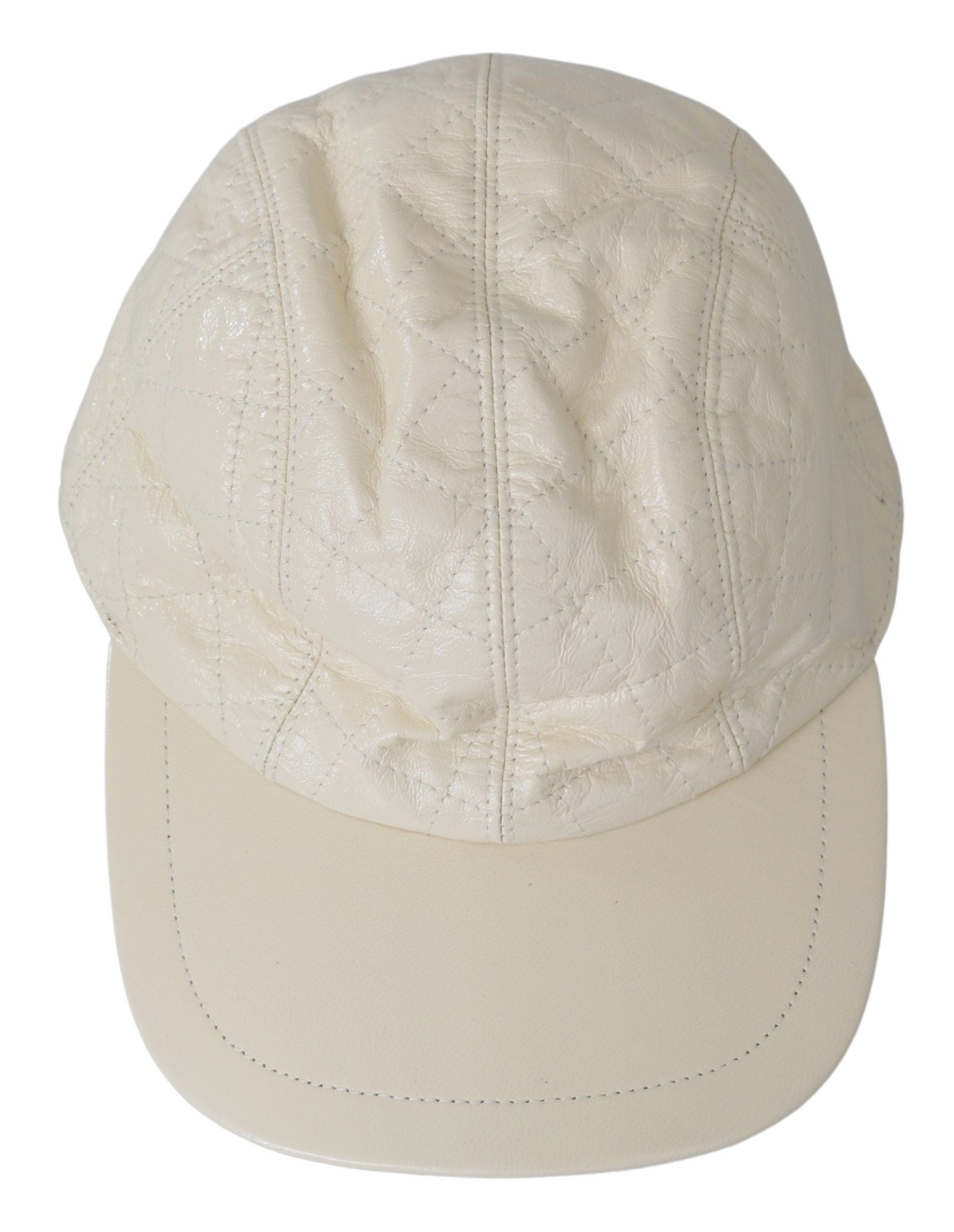 Fashionsarah.com Fashionsarah.com Dolce & Gabbana Elegant White Lambskin Leather Baseball Cap