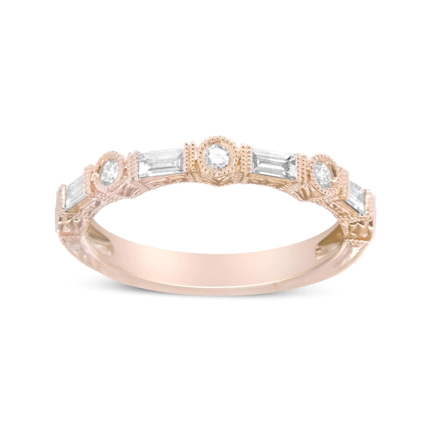 14K Rose Gold 3/8 Cttw and Round Diamond Bridal Band - (H-I Color, VS1-VS2 Clarity) | Fashionsarah.com