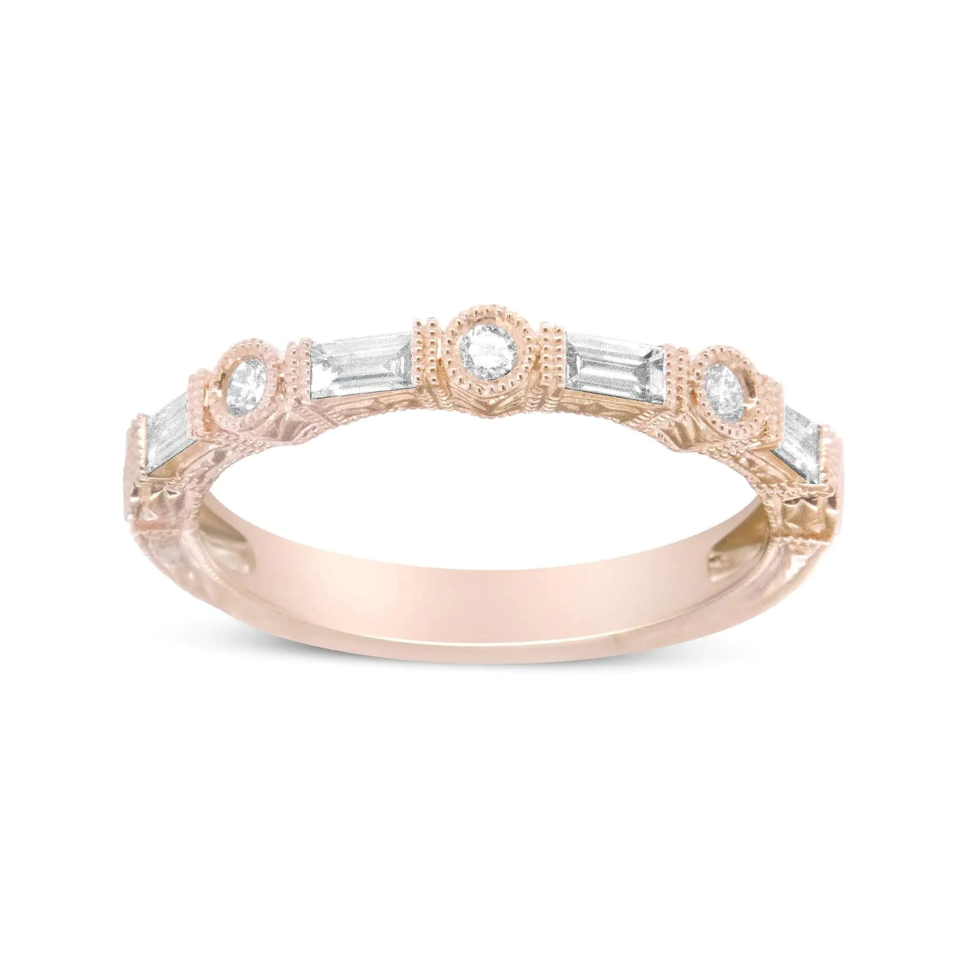 14K Rose Gold 3/8 Cttw and Round Diamond Bridal Band - (H-I Color, VS1-VS2 Clarity) | Fashionsarah.com