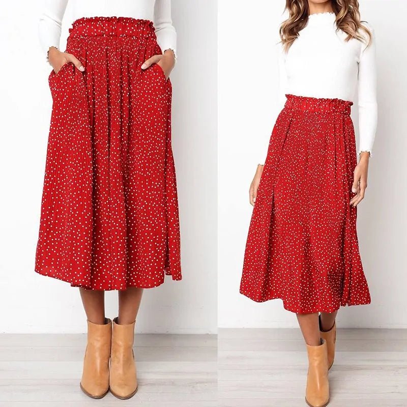 Women's Elastic High Waist Pleated Midi Skirt | Fashionsarah.com