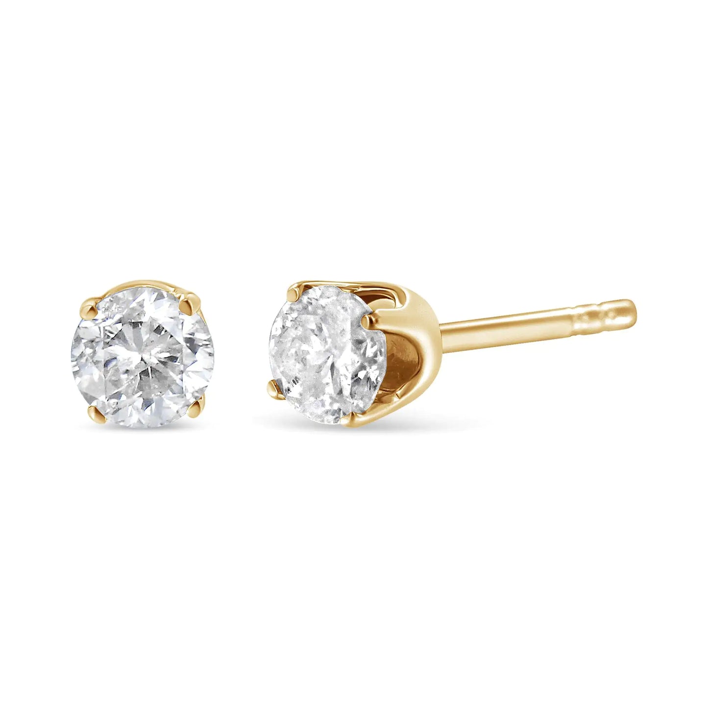 14K Yellow Gold 1/2 Cttw Round-Cut Diamond Solitaire Stud Earrings (O-P Color, SI2-I1 Clarity) | Fashionsarah.com