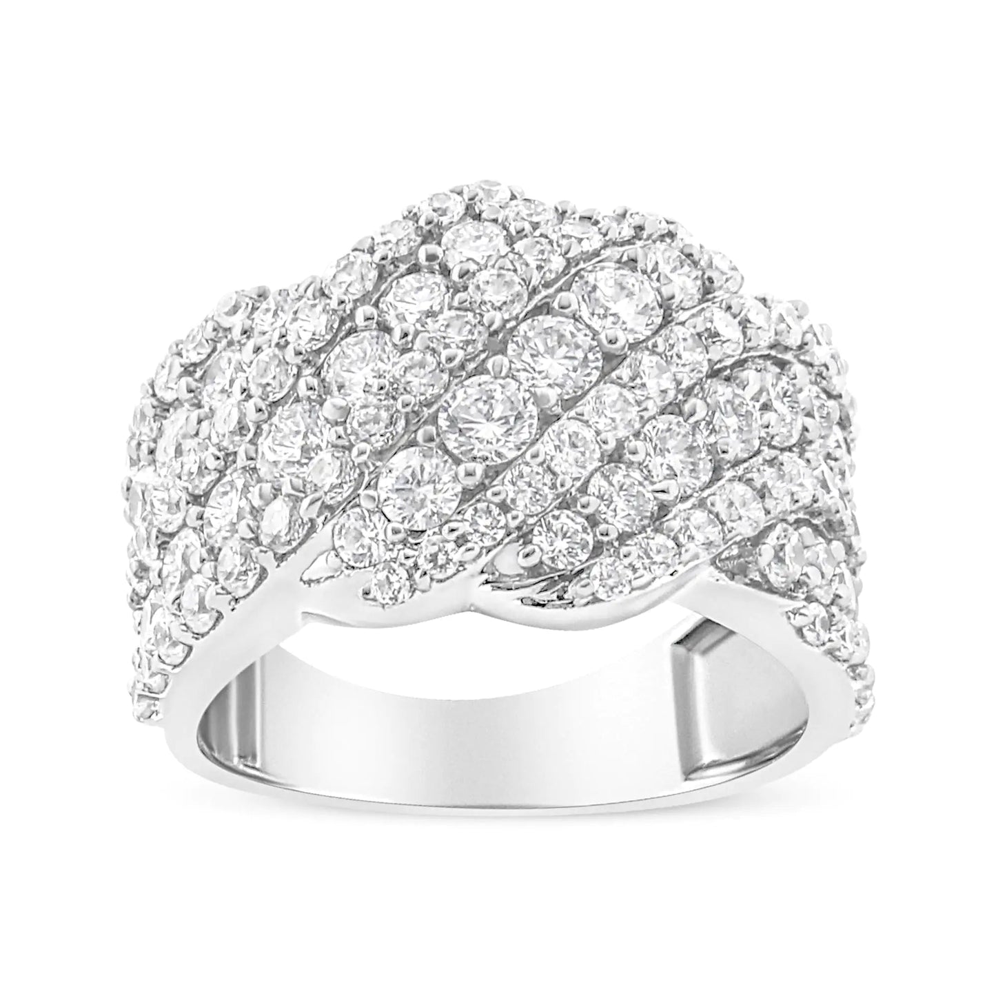 10K Yellow Gold 3.00 Cttw Diamond Multi Row Cluster Band Ring (I-J Color, I3 Clarity) | Fashionsarah.com