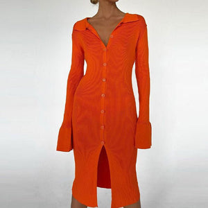 Deep V-neck Knitted Dress | Fashionsarah.com