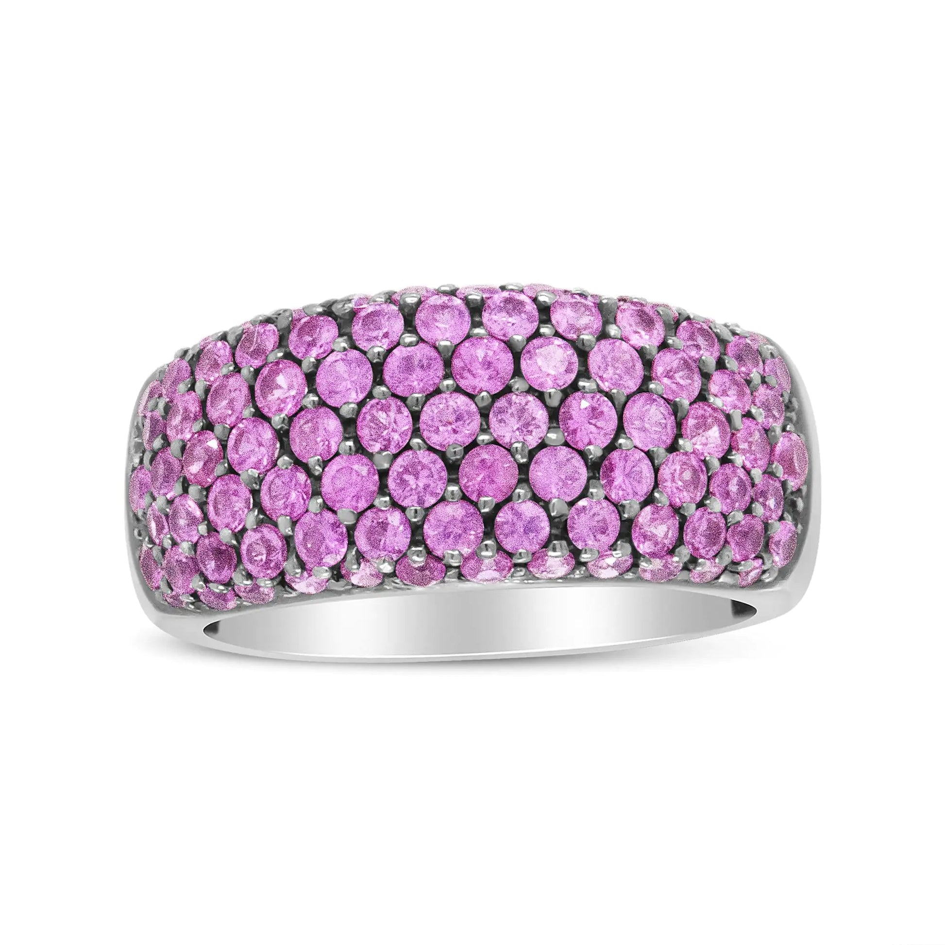 18K White Gold and Black Rhodium Multi Row Pink Sapphire Classic Band Ring | Fashionsarah.com