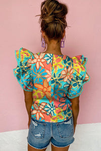 Floral Ruffle Sleeve Blouses | Fashionsarah.com