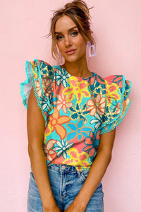 Floral Ruffle Sleeve Blouses | Fashionsarah.com