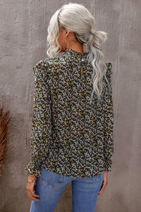 Smocked Ruffled Long Sleeve Blouse | Fashionsarah.com