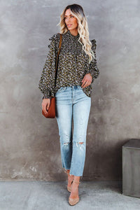 Smocked Ruffled Long Sleeve Blouse | Fashionsarah.com