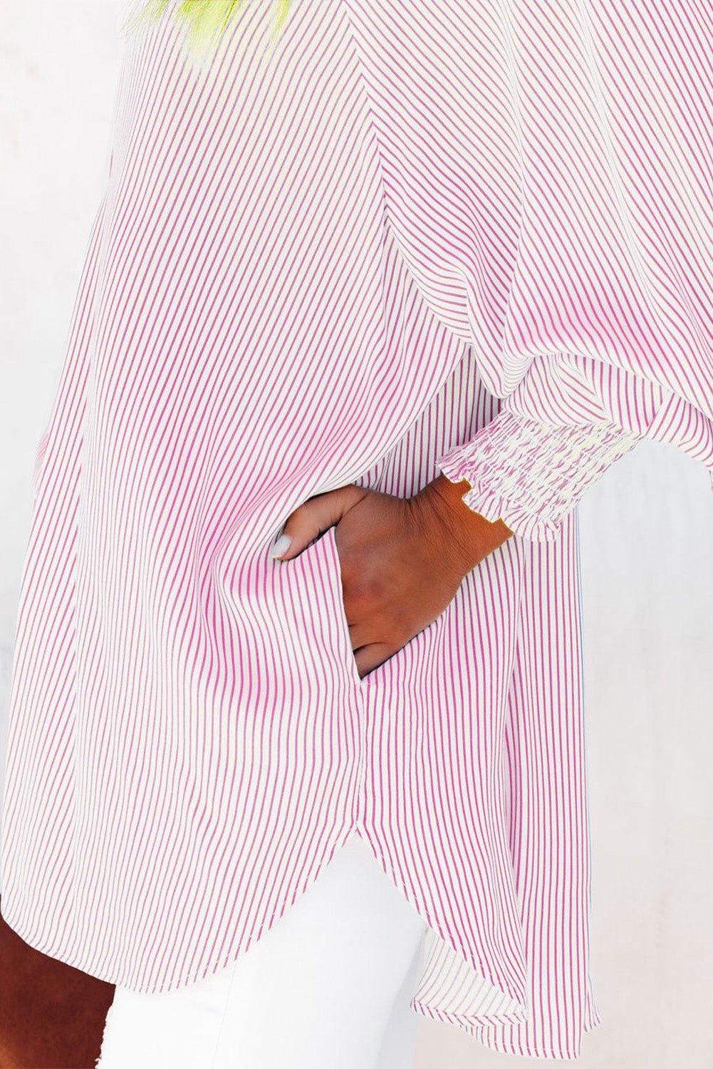 Women Striped Boyfriend Shirt with Pocket | Fashionsarah.com