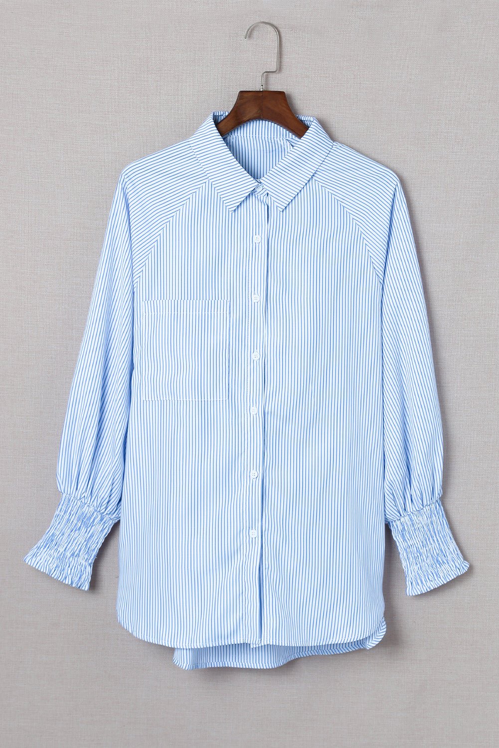 Women Striped Boyfriend Shirt with Pocket | Fashionsarah.com