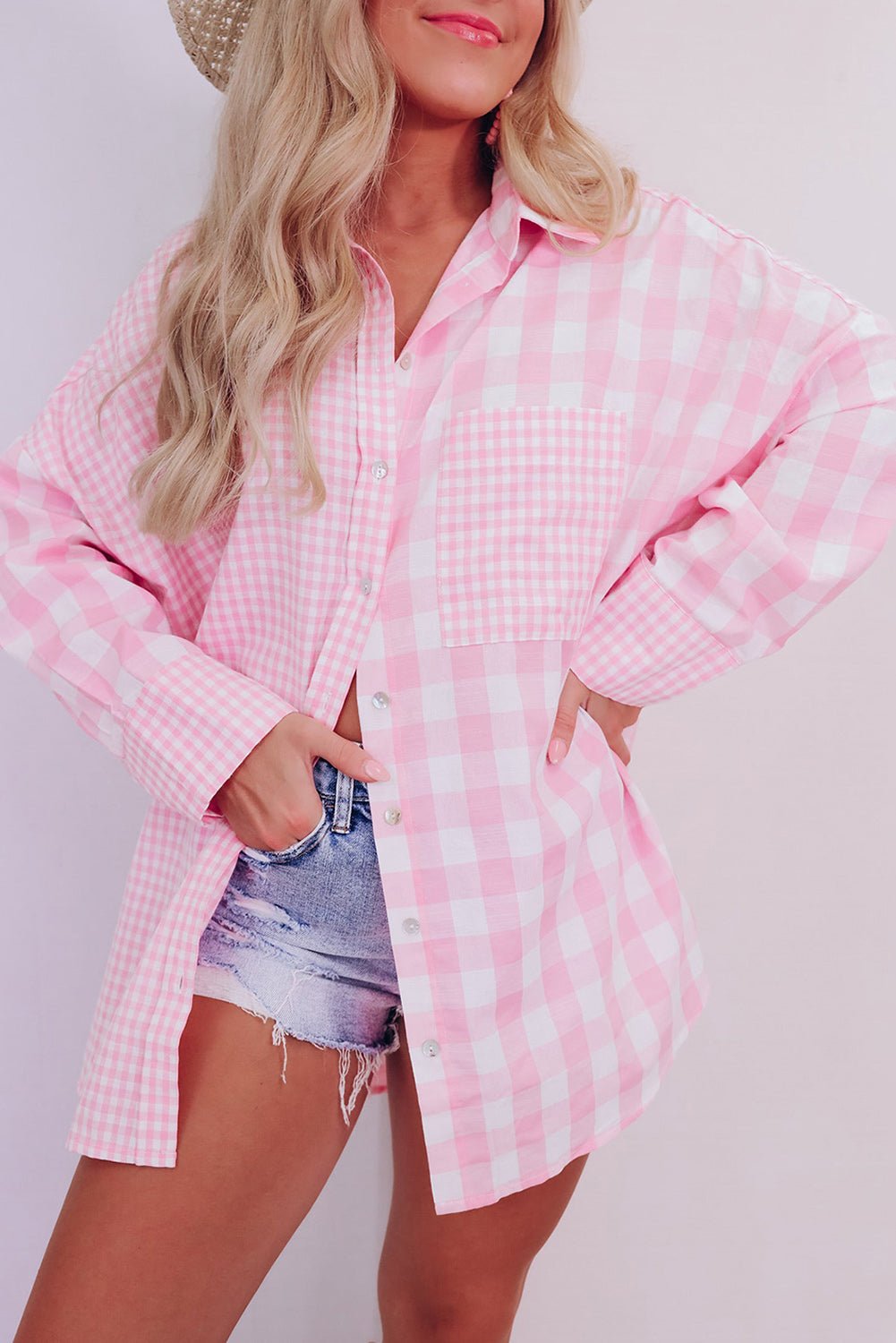 Women Pink Mix Long Sleeve Shirt | Fashionsarah.com