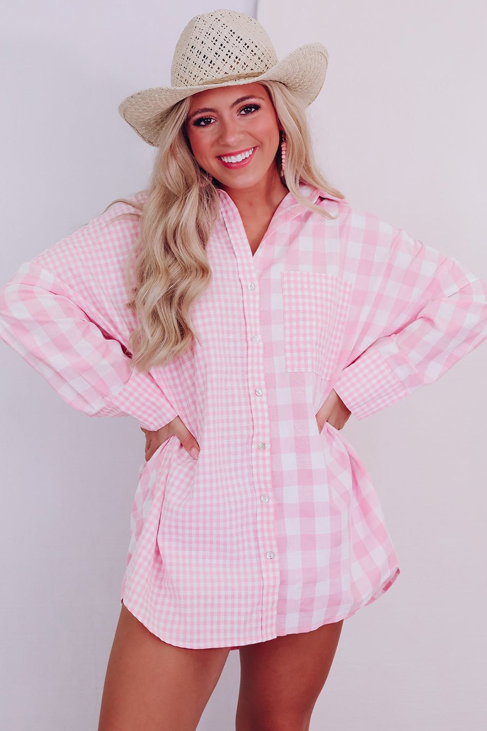 Women Pink Mix Long Sleeve Shirt | Fashionsarah.com