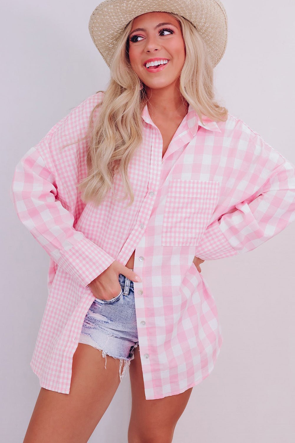 Women Pink Mix Long Sleeve Shirt | Fashionsarah.com