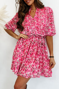 Rose Ditsy Floral Belted Dress | Fashionsarah.com