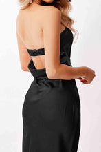 Load image into Gallery viewer, Black Satin Tube Dress | Fashionsarah.com